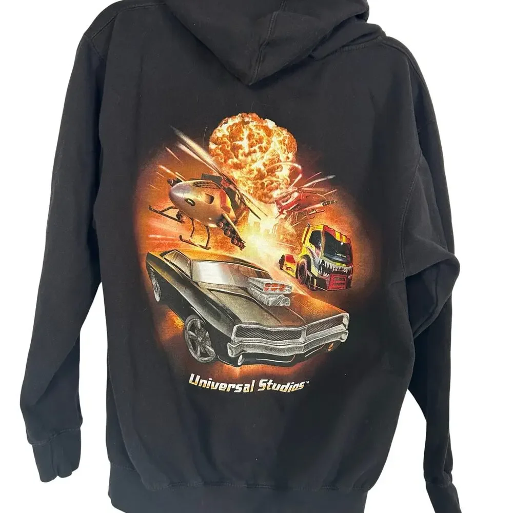 Universal Studios Fast & Furious Supercharged Black Zip Hoodie M